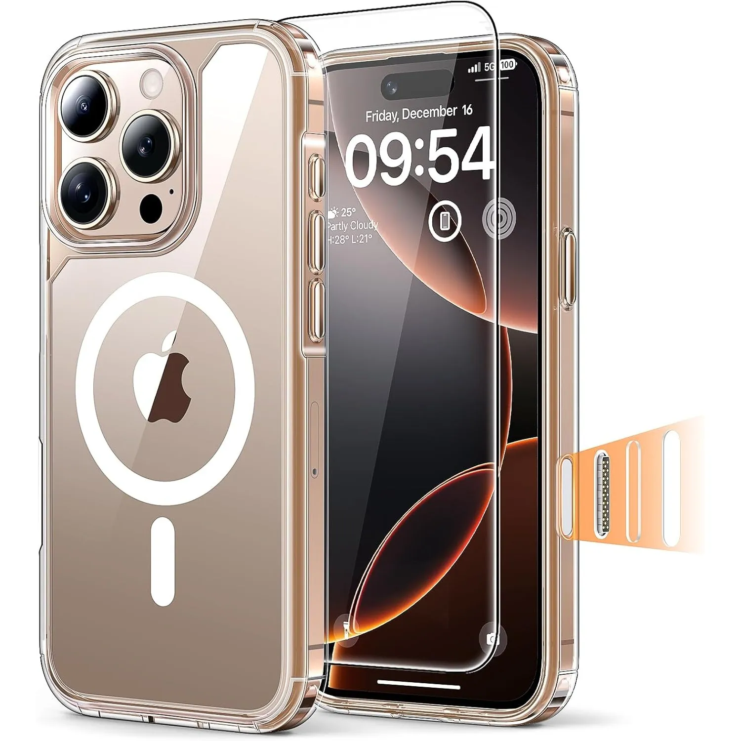 TAURI für iPhone 16 Pro Max Hülle 6,9" mit Panzer Schutz Glas Folie und Kamerasteuerung, Kompatibel mit MagSafe, [Anti-…