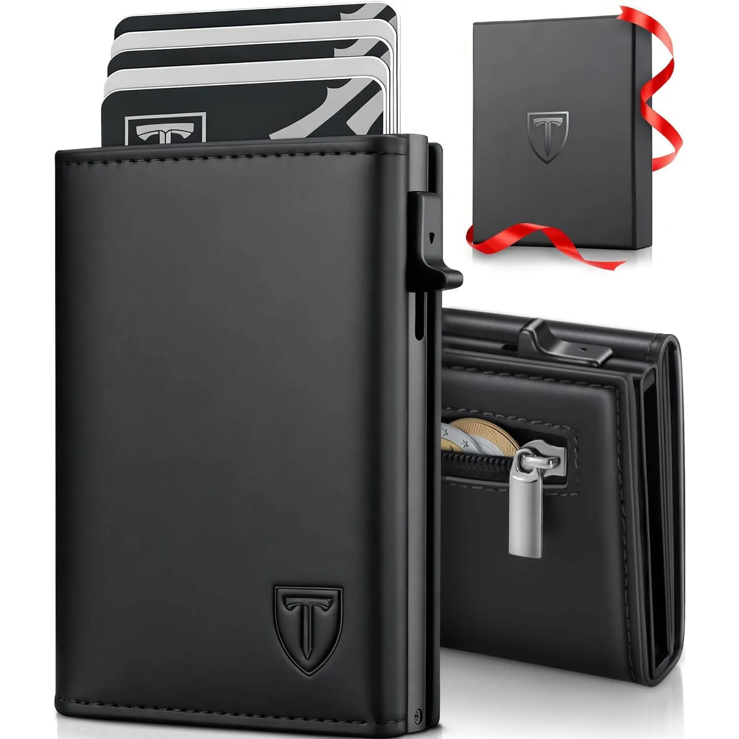 TENBST Smart Wallet 3.0 | Portmonee Herren Leder mit Magnetverschluss | Ultradünnes Slim Wallet & Kartenetui | RFID Blo…