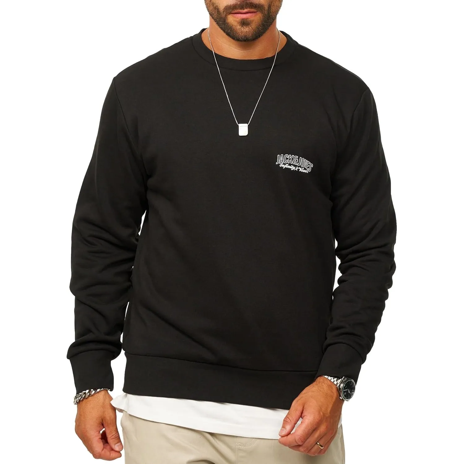 JACK & JONES Herren Sweatshirt mit Rundhals Crewneck Pullover Sweater für Männer im Regular-Fit