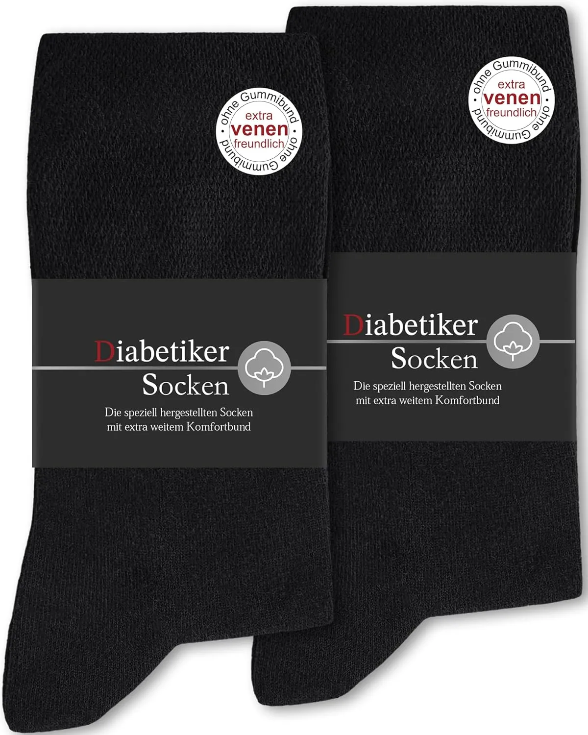SockWaddles 6 Paar Diabetikersocken ohne Gummibund & ohne Naht 97% Baumwolle, Diabetiker Socken mit Komfortbund Hautfre…