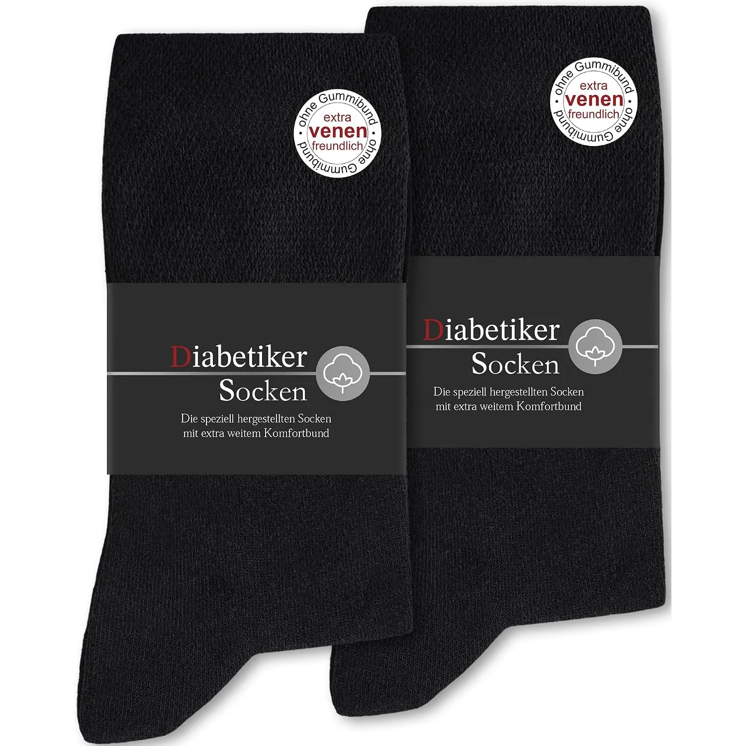 SockWaddles Diabetikersocken für Damen und Herren, 6 Paar, ohne Gummibund | Baumwollsocken aus 97 % Baumwolle mit Komfo…