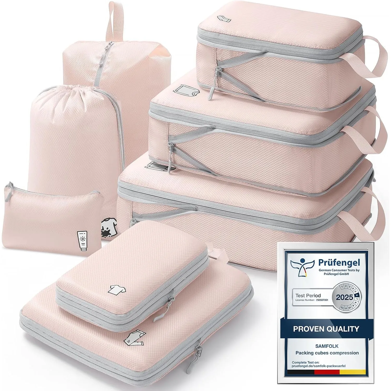 Koffer Organizer Packing Cubes Compression 8 Stück, Wasserdicht PackwüRfel Koffer Organizer Set,Travel Essentials Koffe…