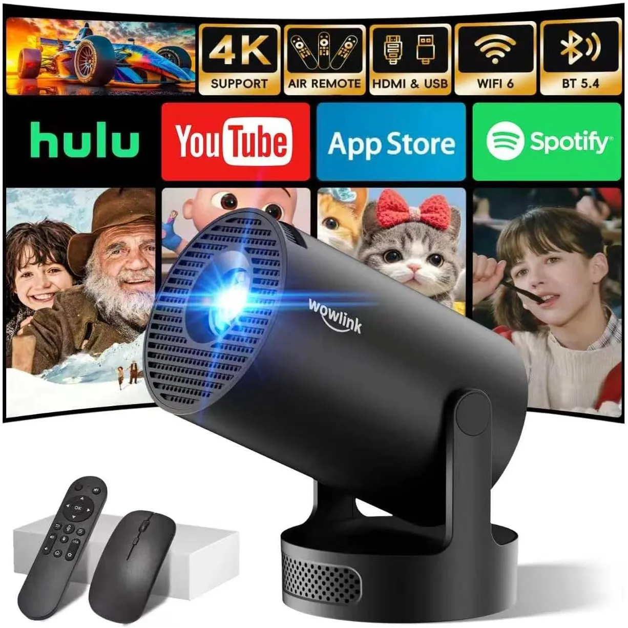 Mini Beamer 4K Full HD 1080P 2026 Neueste Eingebaute Apps 1080P FHD WiFi 6 BT 5.4 Auto Screen Keystone Korrektur Smart …
