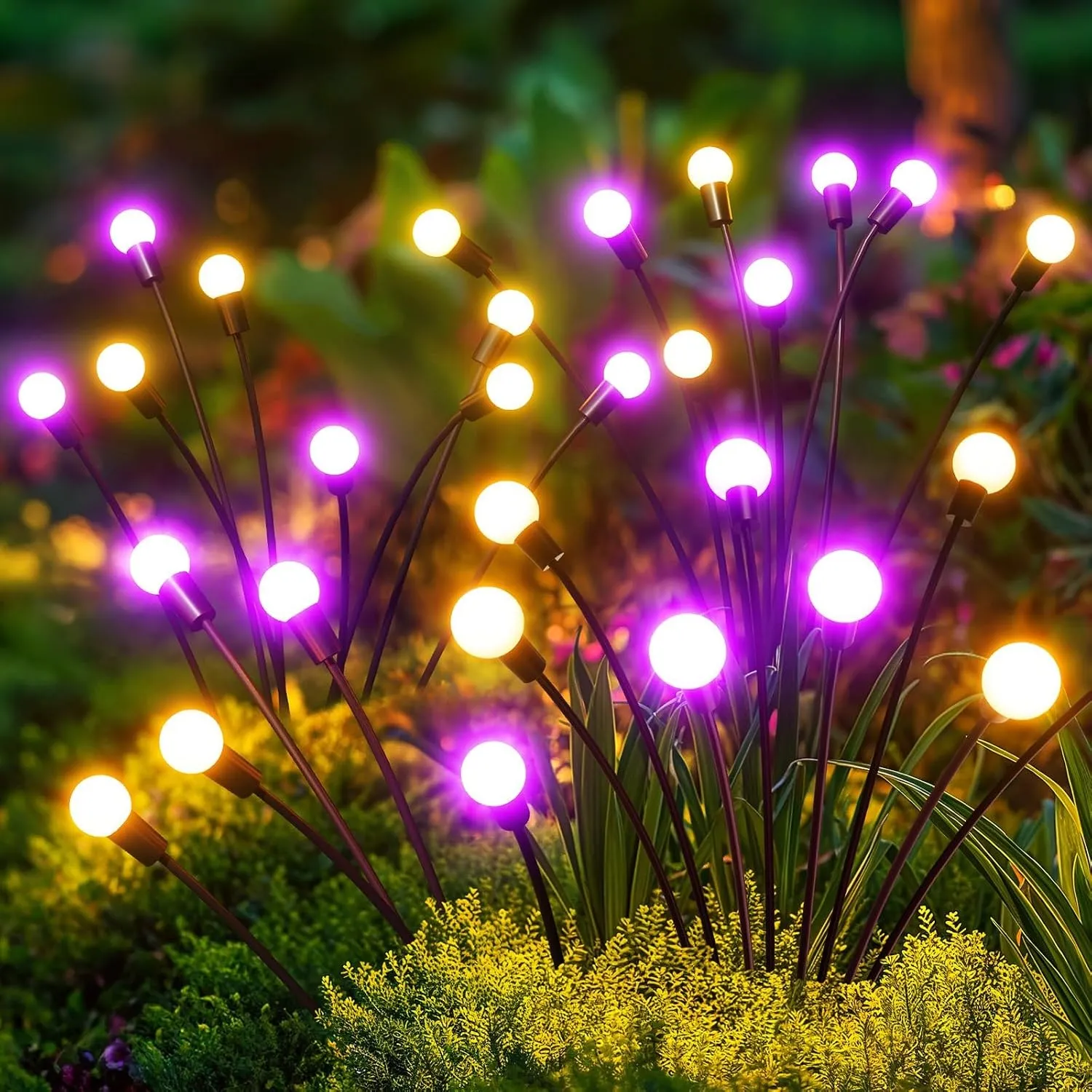 GEARLITE Firefly Halloween Solarlampen für Außen Garten 4 Stück, 32LED Superhelle 2 Lichtmodi Glühwürmchen Solarleuchte…