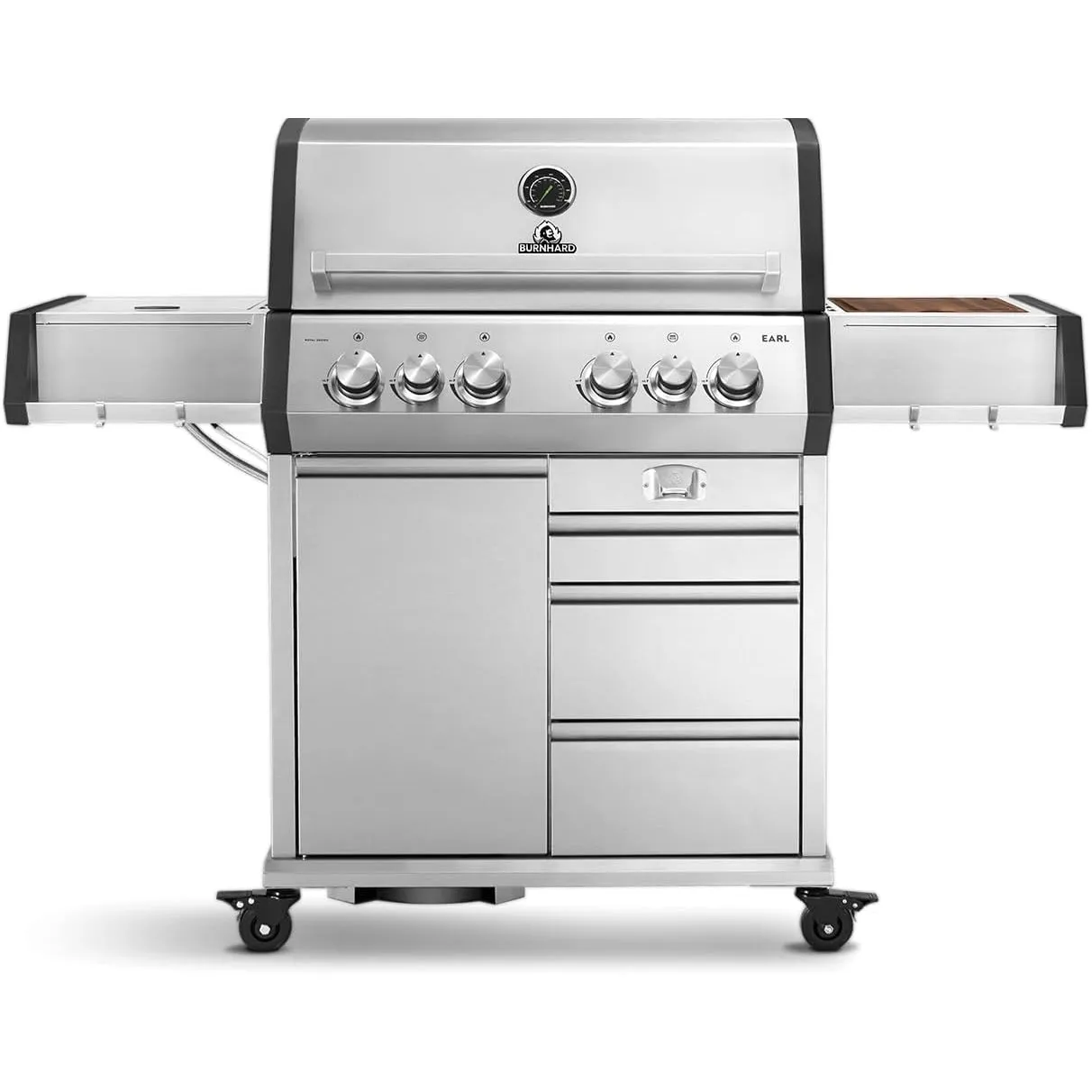BURNHARD® Gasgrill 4-Brenner inkl. Heckbrenner, mit Edelstahl Grillrost | inkl. Abdeckhaube, Seitenkochfeld mit Infraro…