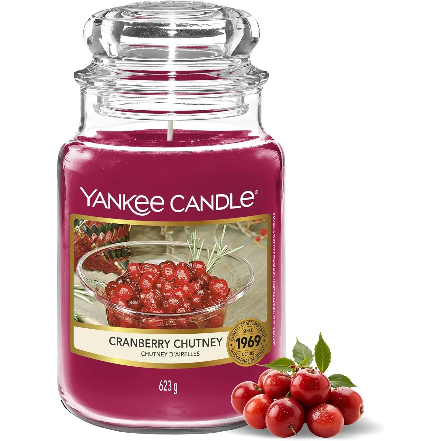 Yankee Candle Duftkerze im Glas (groß) | Cranberry Chutney | Kerze mit langer Brenndauer bis zu 150 Stunden | Perfekte …