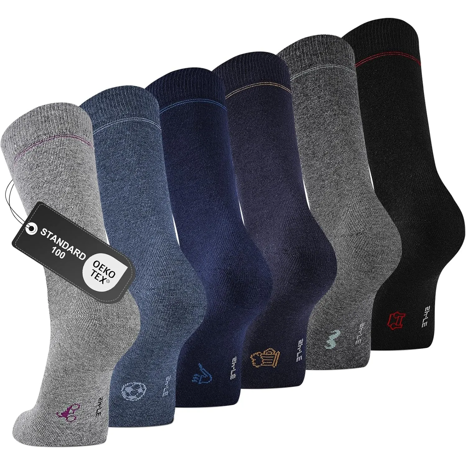 Socken Herren, 6/12 Paar, Business Crew-Socken, Nahtlos