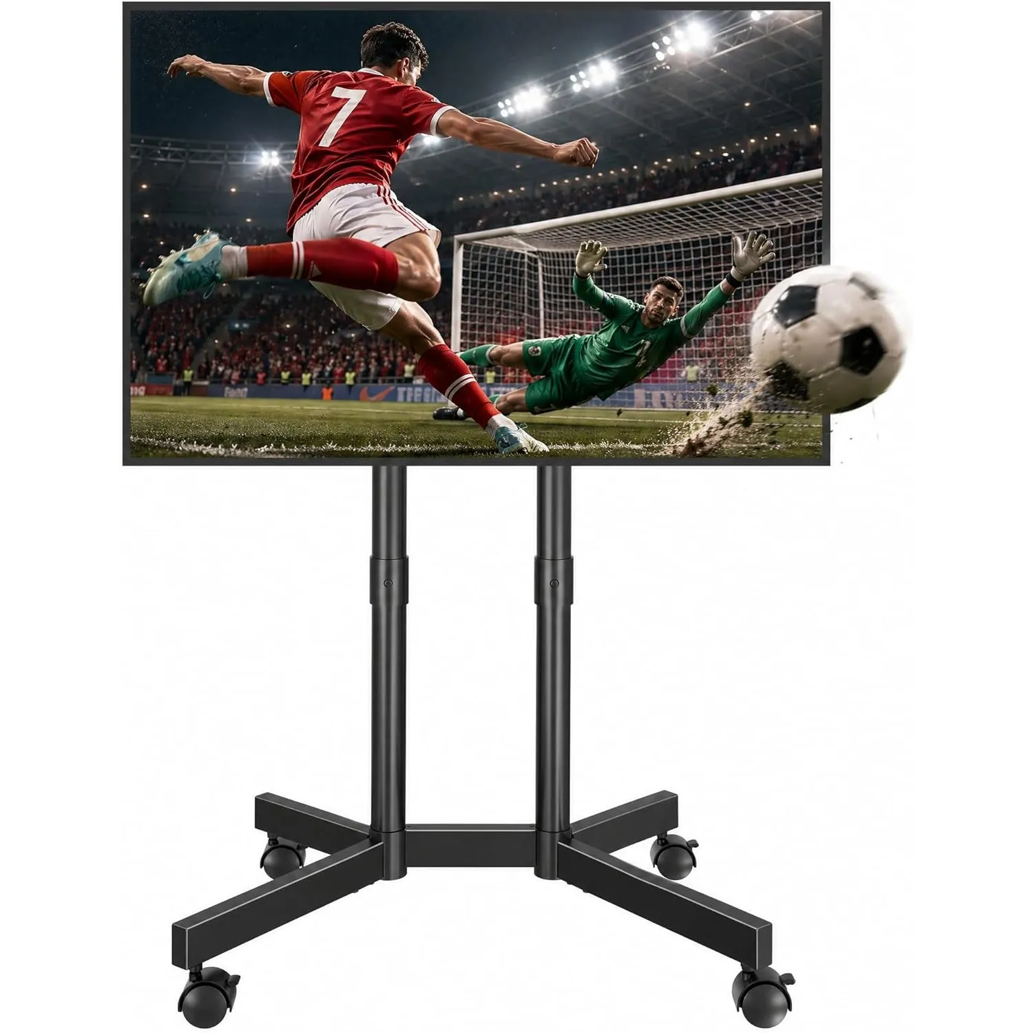 BONTEC TV Ständer Rollbar für 32-70 Zoll, TV Stand with Wheels, Höhenverstellbar, Fernsehständer mit Rollen und Kabelma…