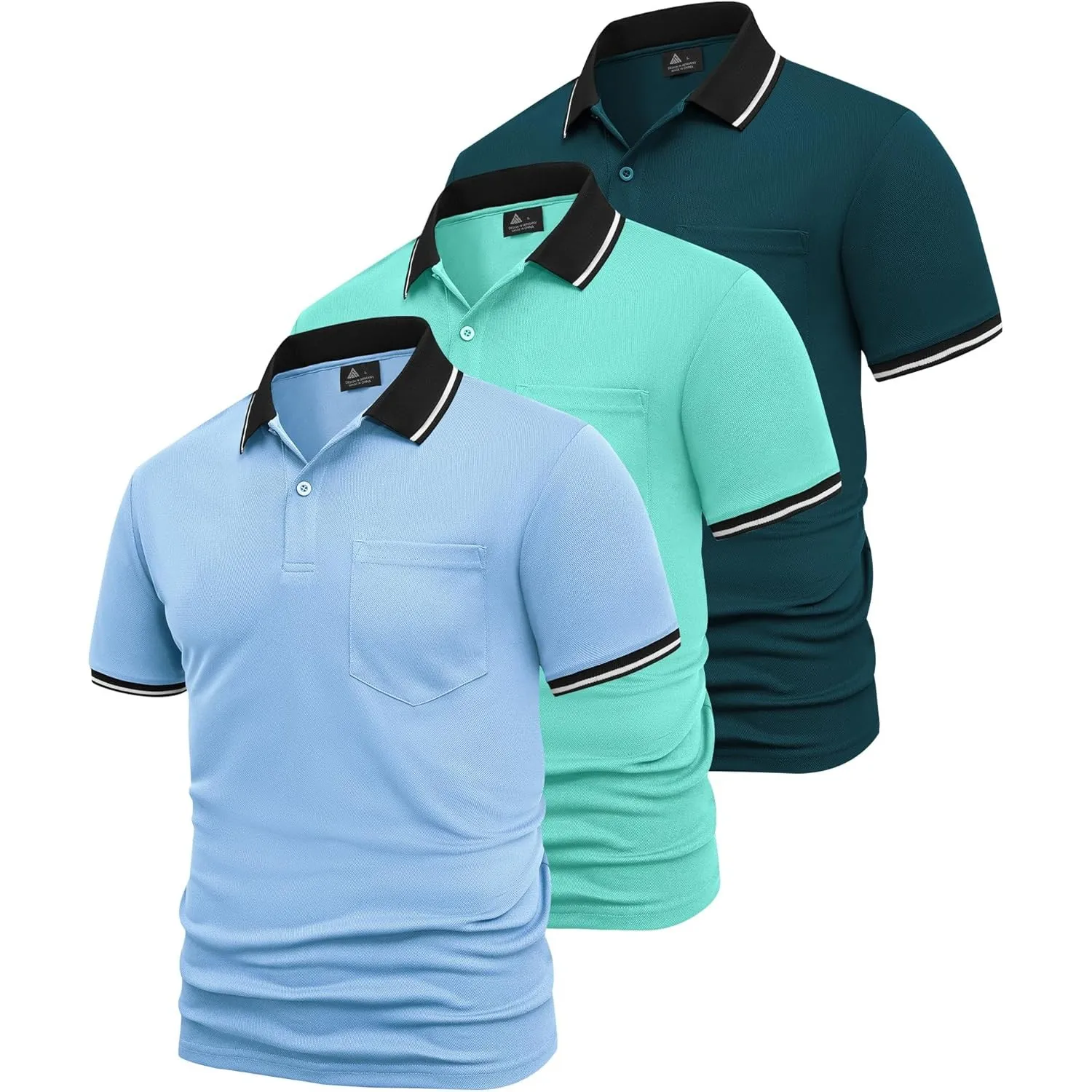 SwissWell 3er Pack Poloshirt Herren Kurzarm Golf Poloshirts Atmungsaktiv T-Shirt für Herren Polo Shirt