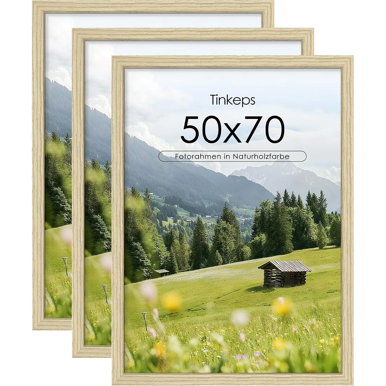 Bilderrahmen 50x70 cm 3er Pack Eiche, für Poster
