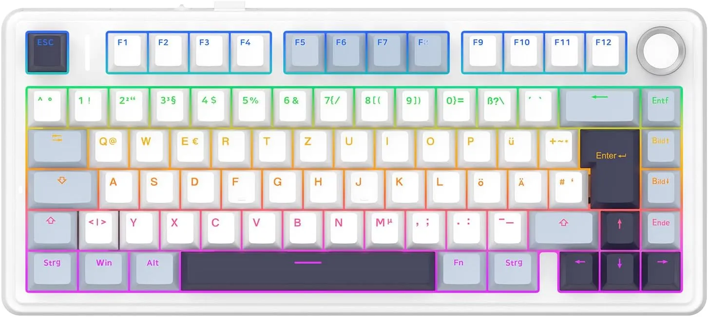 EPOMAKER x Aula F75-ISO Mechanische Tastatur Kabellos, Hot Swap Gaming-Tastatur 75% Prozent, Deutsches Layout QWERTZ, B…