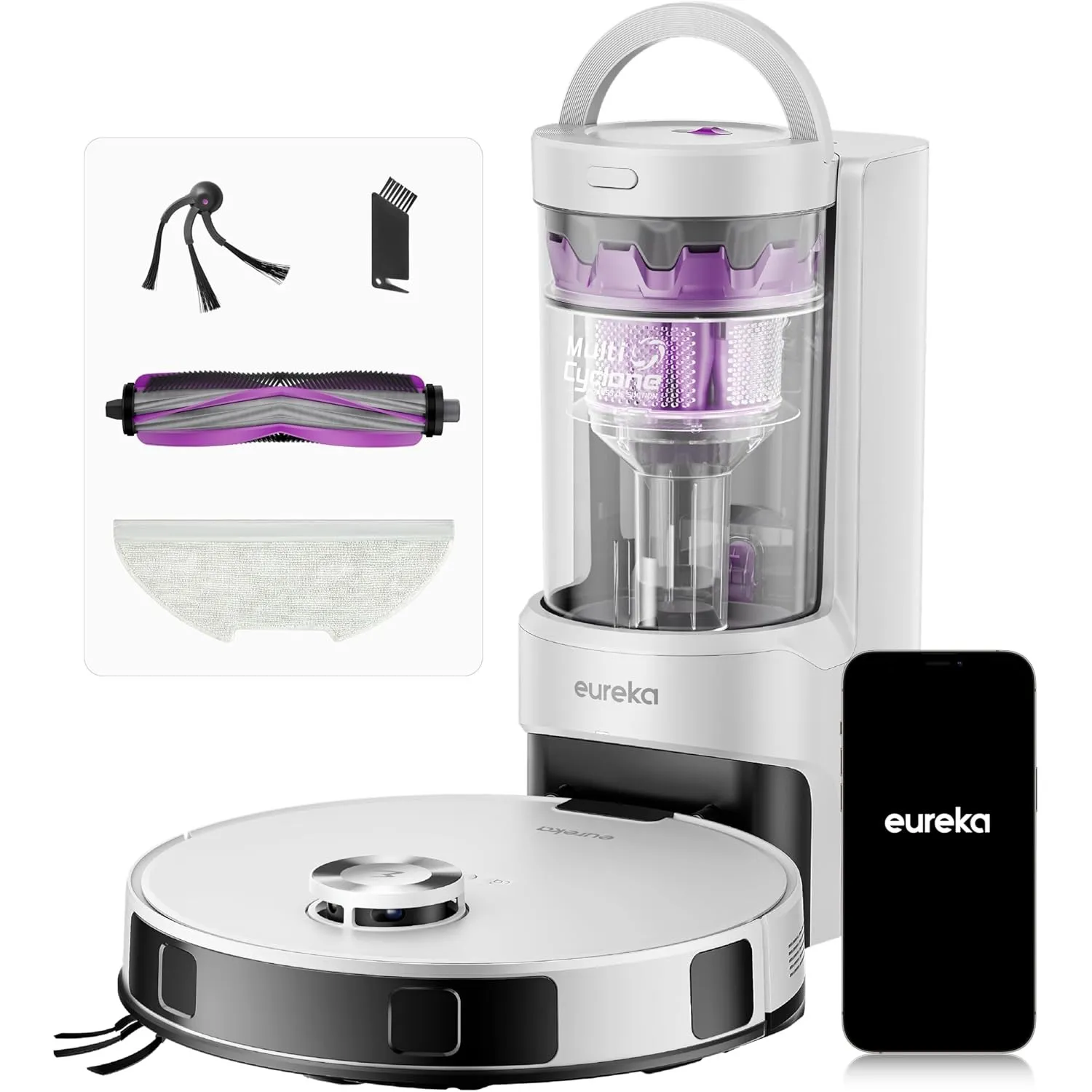 Eureka E20 Evo Plus Saugroboter mit Wischfunktion Absaugstation beutelloser, Saugroboter 10000 Pa, Saug Wischroboter mi…