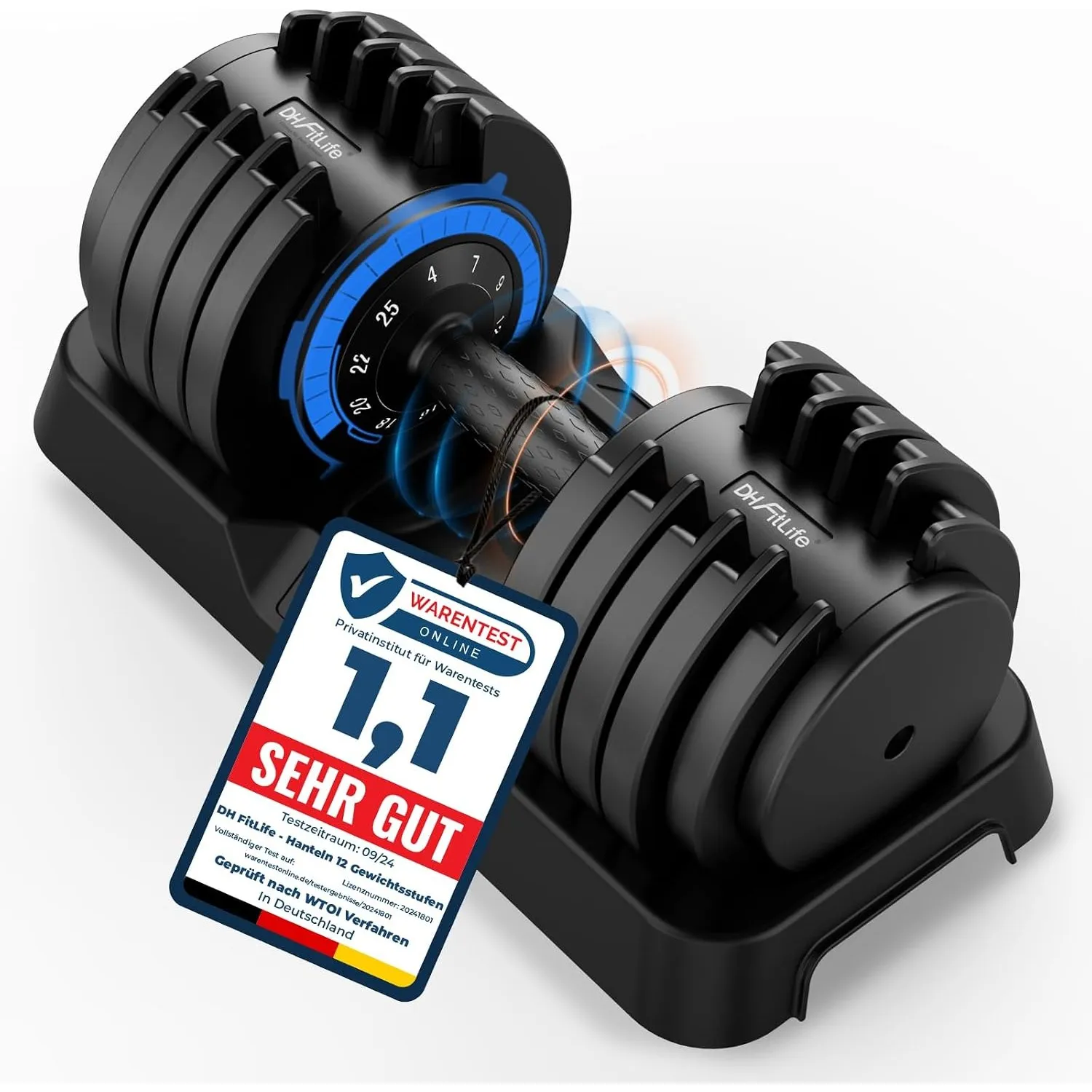 DH FitLife 12kg/25kg verstellbare Hanteln Set, 10 Stufen Kurzhanteln