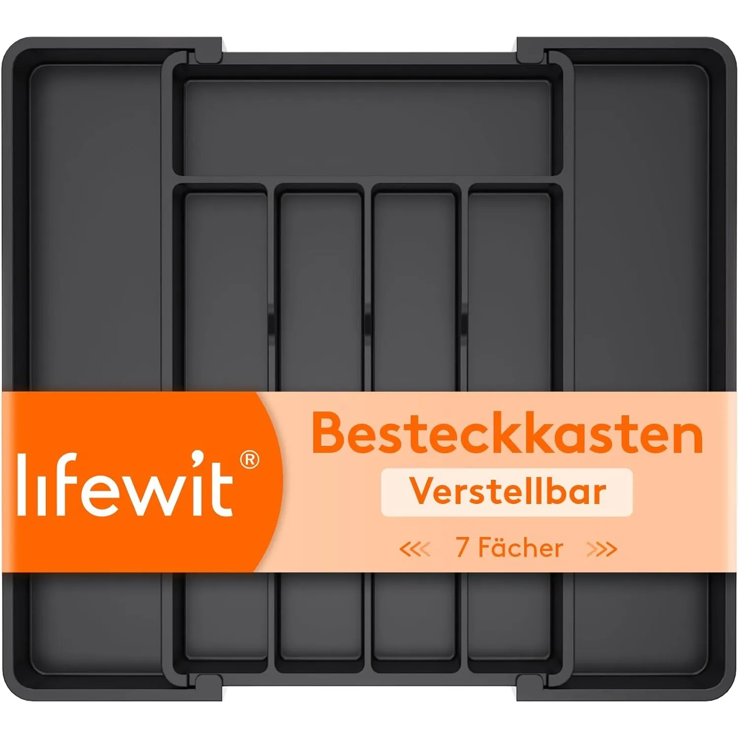 Lifewit Besteckkasten für Schubladen 40 50, verstellbarer Kunststoff Organizer Küche Tiefe 35 cm, Besteckeinsatz 5-7 Fä…