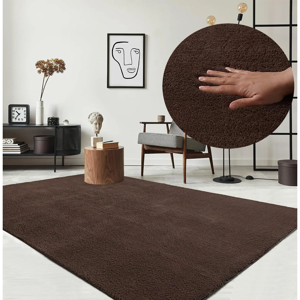 the carpet Relax Moderner Flauschiger Kurzflor Teppich, Anti-Rutsch Unterseite, Waschbar bis 30 Grad, Super Soft, Fello…