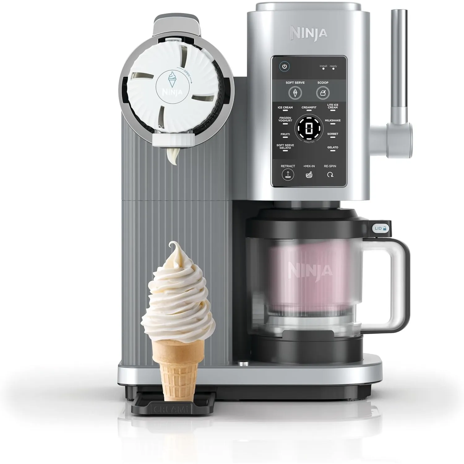 Ninja CREAMi Scoop & Swirl Eismaschine mit 2 Behältern Platinsilber NC701EU | 13 Funktionen, für Eiscreme, Softeis, Gel…