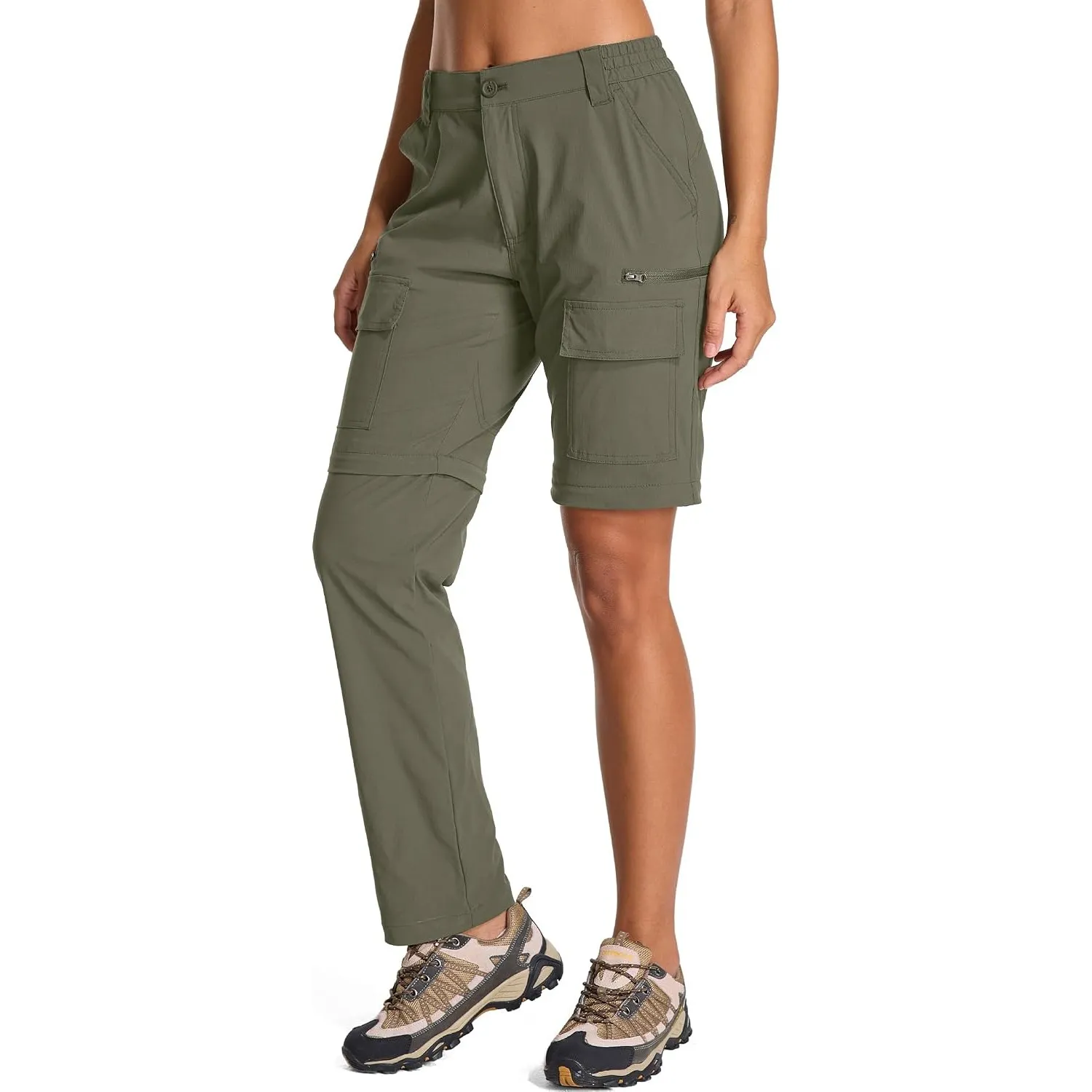 Damen Zip-Off Wanderhose, Leicht Atmungsaktiv Trekkinghose
