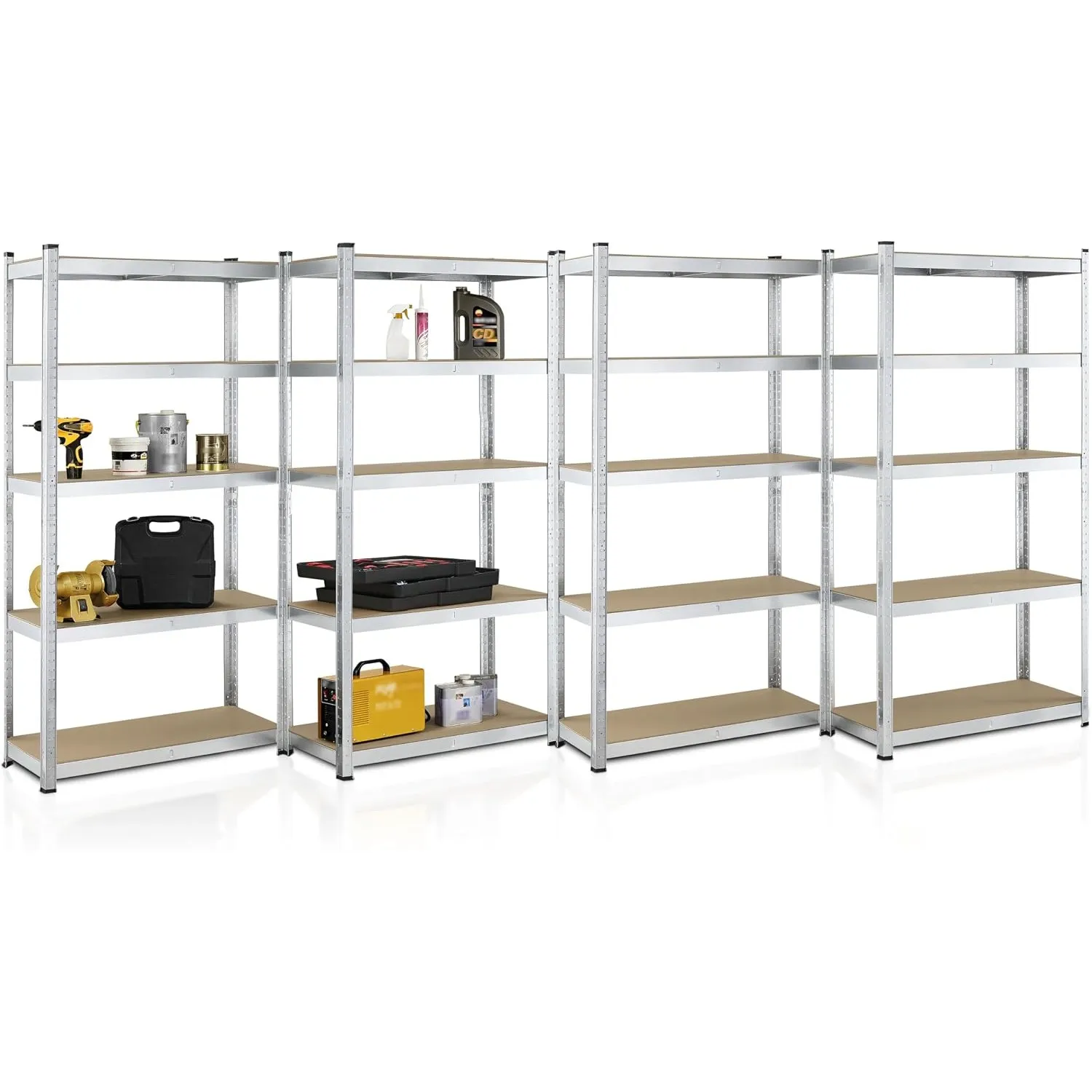 Juskys Schwerlastregal Basic 4 Stück 180x90x40 cm, 20 Böden, bis 3500 kg