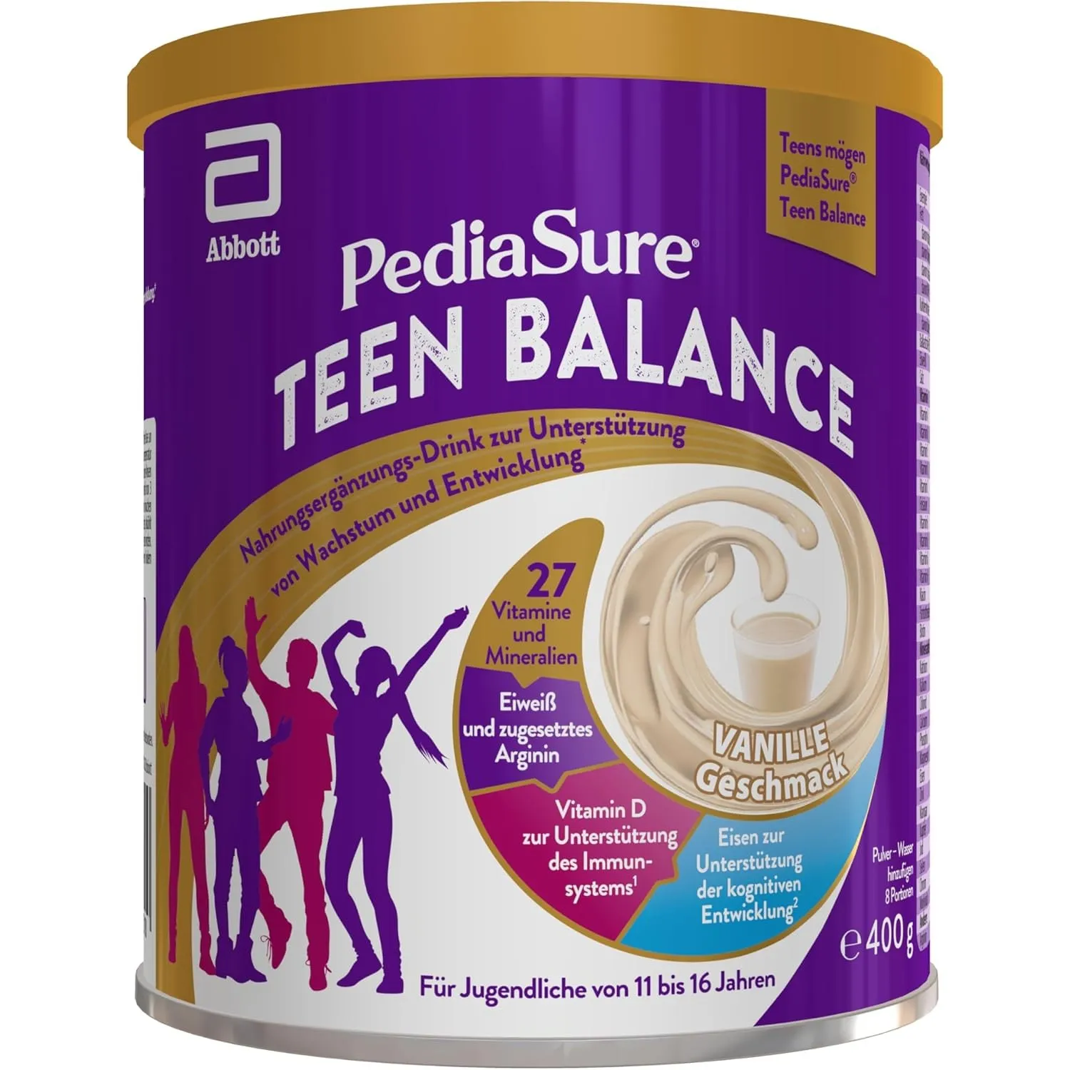 Pediasure Teenbalance Vanille 400g| leckerer Nahrungsergänzungsshake für Teens 11-16 Jahren| mit 27 Vitaminen & Mineral…