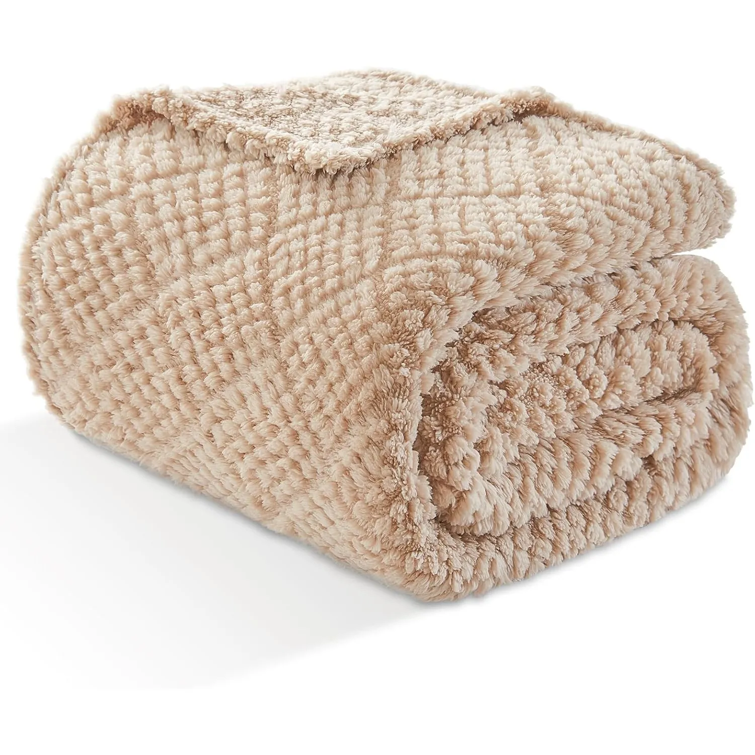 EMME Kuscheldecke 130x150 Fleece Weich Warm Flauschig Beige Tagesdecke