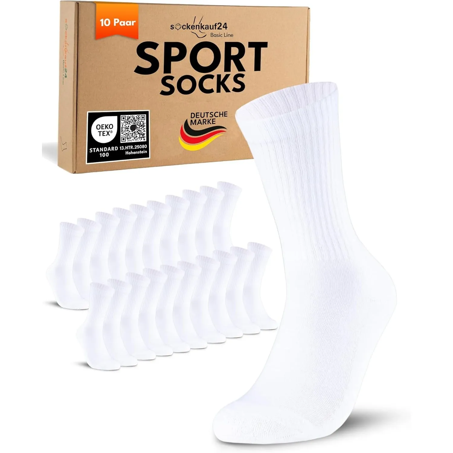 10 Paar Sportsocken Tennissocken Herren Damen Atmungsaktive Crew Socken Baumwolle