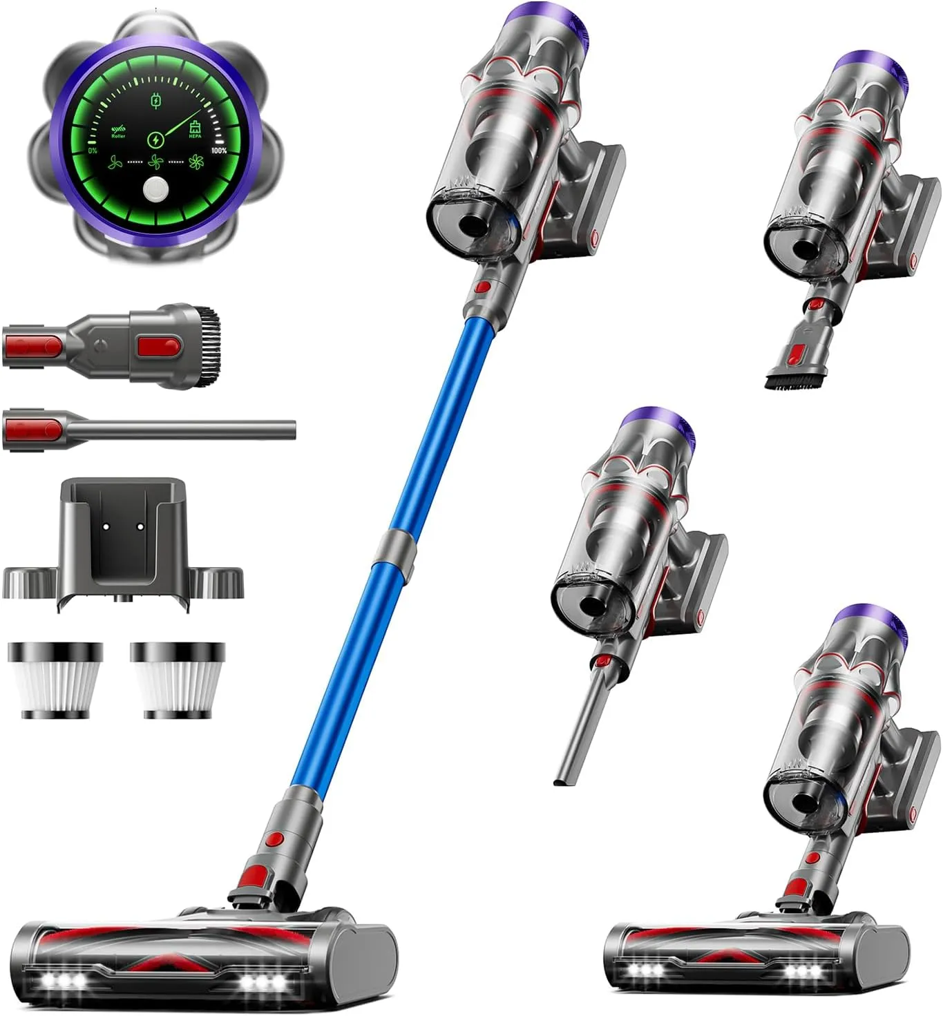 Avalsor Akku Staubsauger 50000Pa/600W/65Min, 1,8L Staubsauger Kabellos mit Staubabstreif-Funktion, Anti-Tangle-Bürste, …