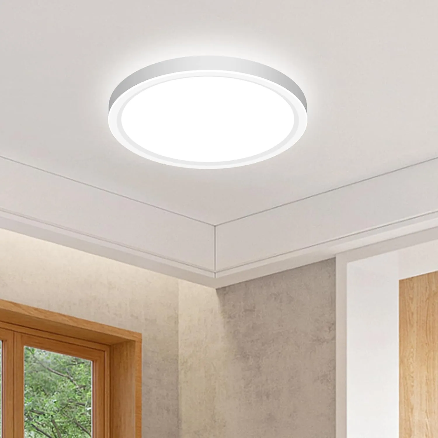 slochi LED Deckenleuchte 16CM Klein Rund Flach, 3 Lichtfarben 3000K/4000K/6500K Deckenlampe 12W 1500LM, IP44 Wasserfest…