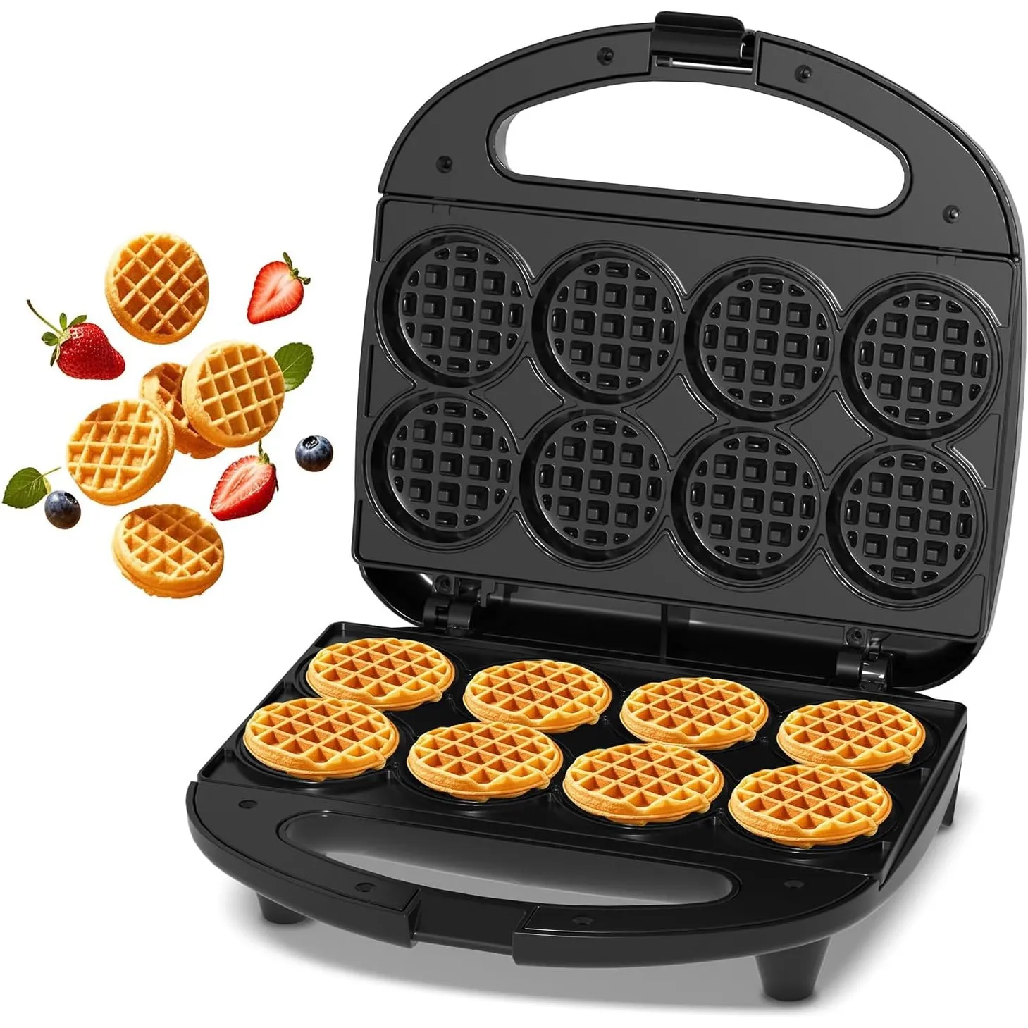 YASHE Multi Mini Waffelmaker, Bereitet 8 x 5 cm Kleine Waffeln zu, Waffelmaker mit Antihaftbeschichtung, Perfekt für Fa…