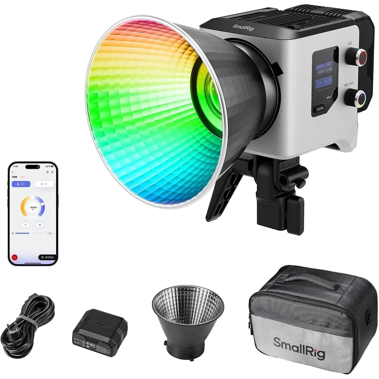 SMALLRIG RC 220C RGB COB LED Videoleuchte Bowens-Halterung, 200W 36000 Vollfarb-Videolicht 2500–10000K, CRI97+/TLCI98+,…