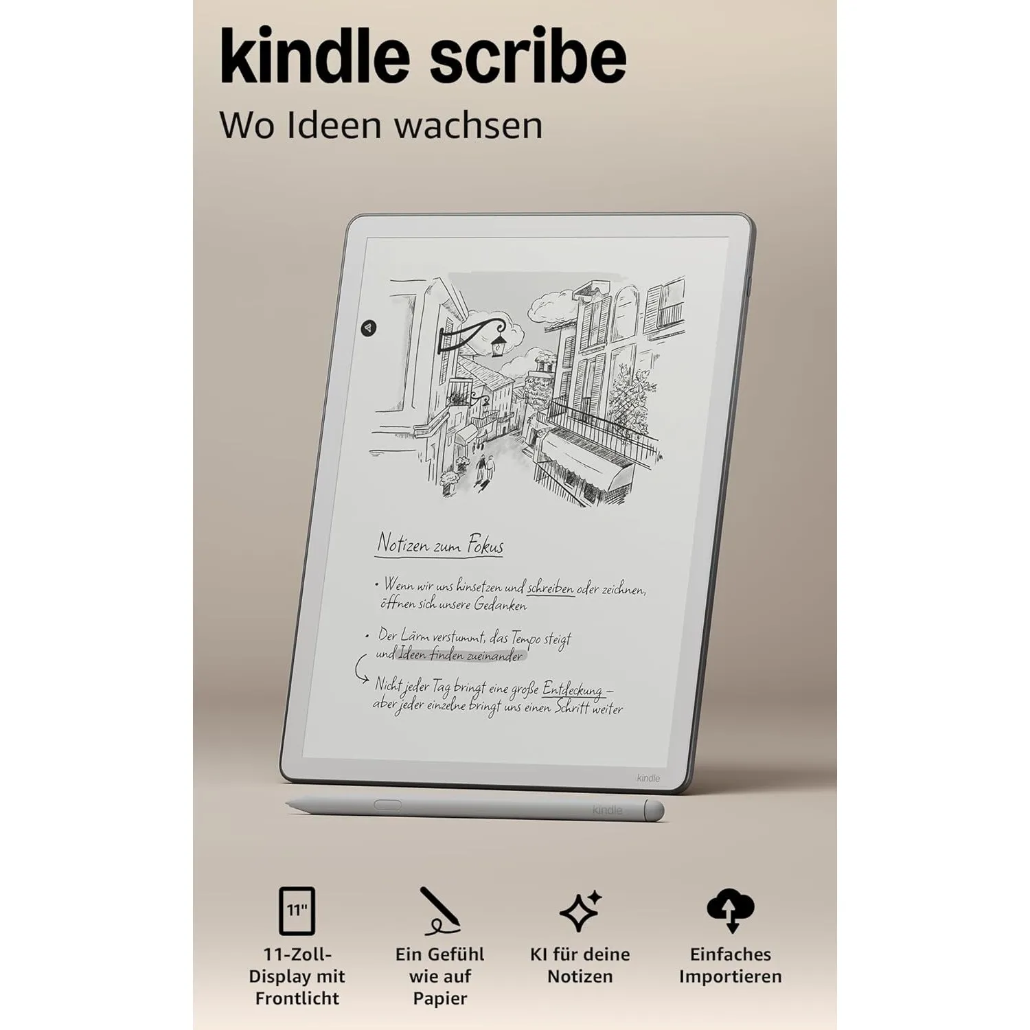Amazon Kindle Scribe 64 GB (neueste Generation) – 11-Zoll-Display mit Frontlicht – Dünner, leichter, schneller – Schrei…