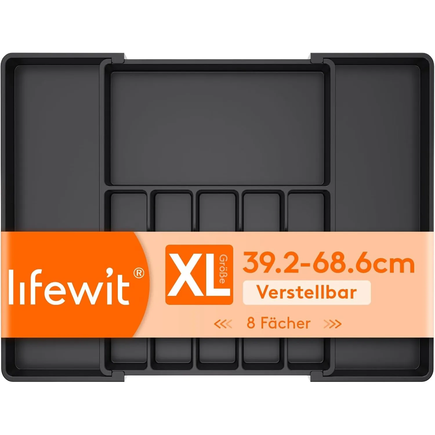 Lifewit Besteckkasten für Schubladen 40 50, verstellbarer Kunststoff Organizer Küche Tiefe 47 cm, Besteckeinsatz 6-8 Fä…