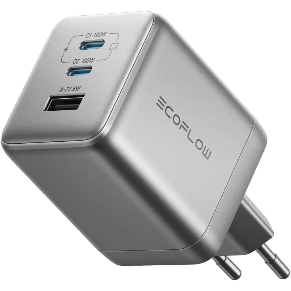 EcoFlow Rapid Pro 100W GaN USB C Ladegerät, mit X-Guard Schutz, 3-Port