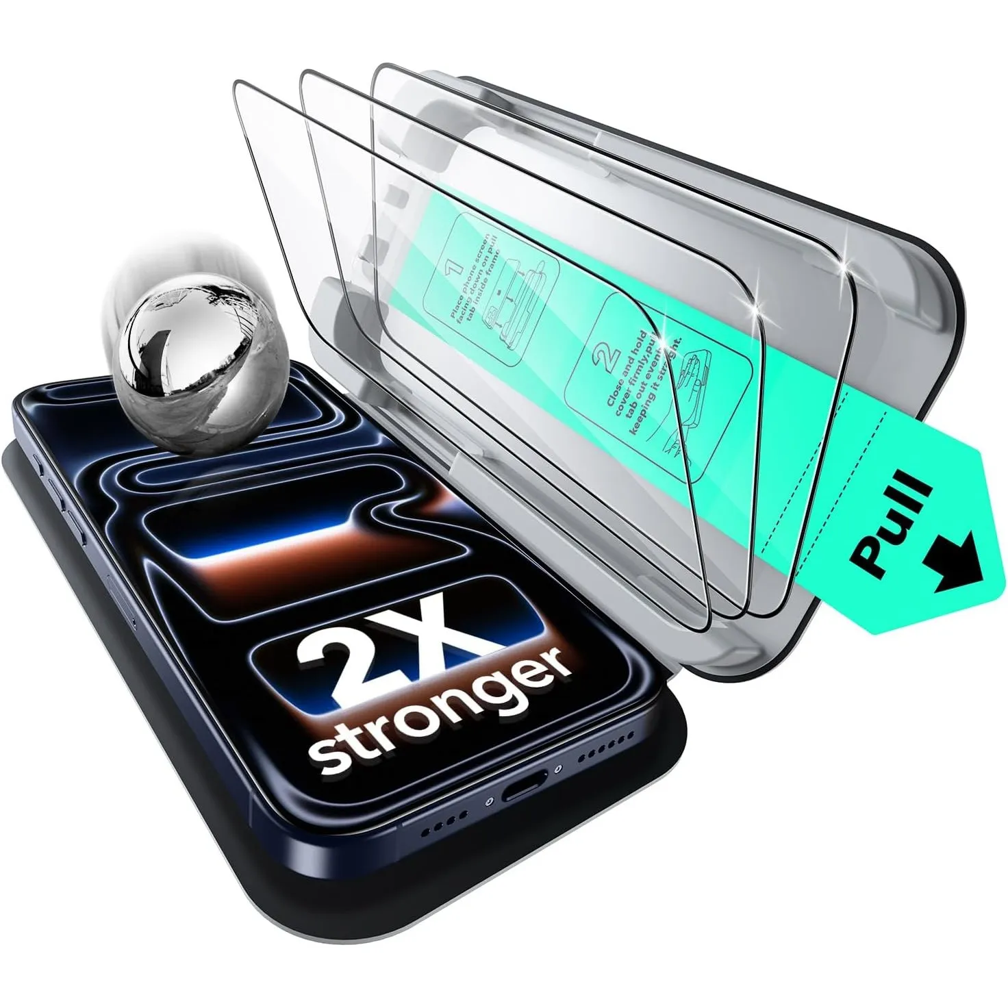 ESR für iPhone 17 Pro Max für Panzerglas 3 Stück [3 Sekunden Schnellinstallation], Militärischer Schutz, 9H Härte, voll…