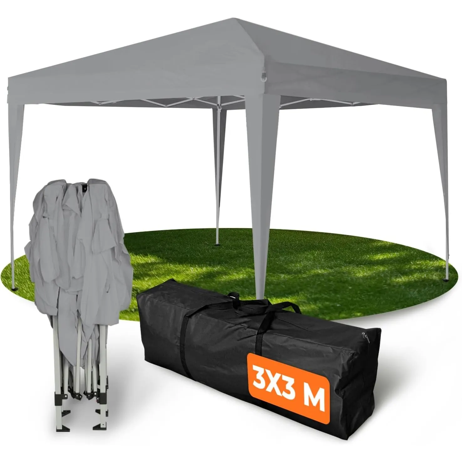 Kronenburg Faltpavillon wasserdicht Dachmaß 3 x 3 m UV Schutz 50+ Pavillon in Grau
