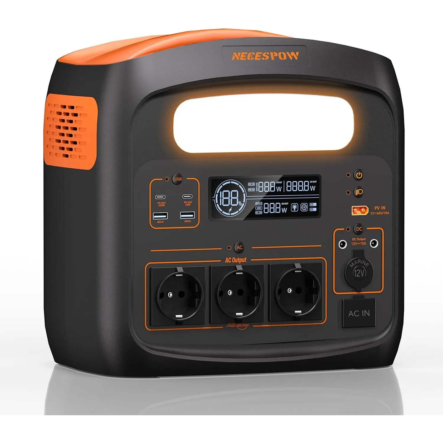 Tragbare Powerstation 1024Wh/1800W LiFePO4 Akku Solargenerator
