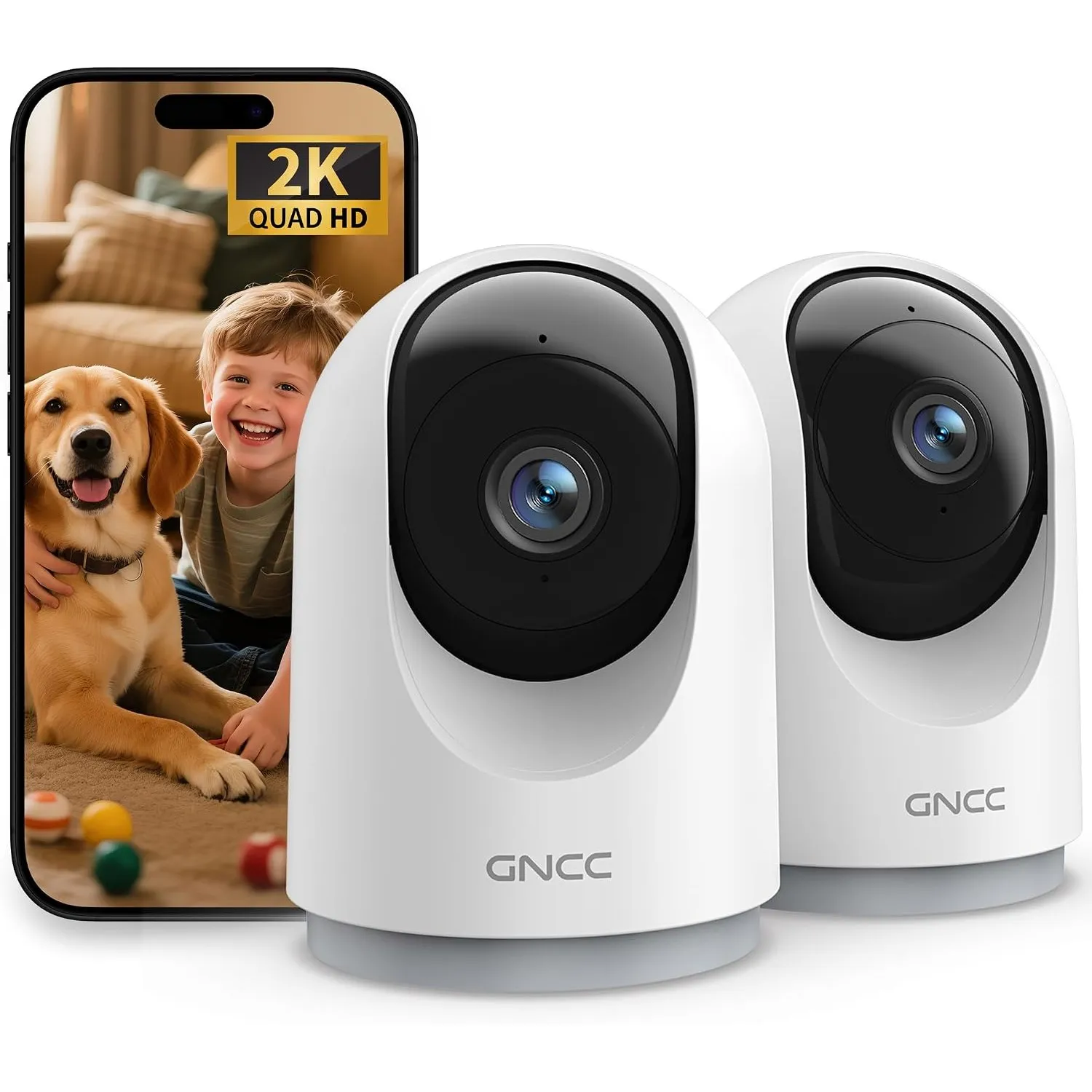 GNCC 2K 360° Überwachungskamera Innen, Nachtsicht, 5G/2.4G WiFi
