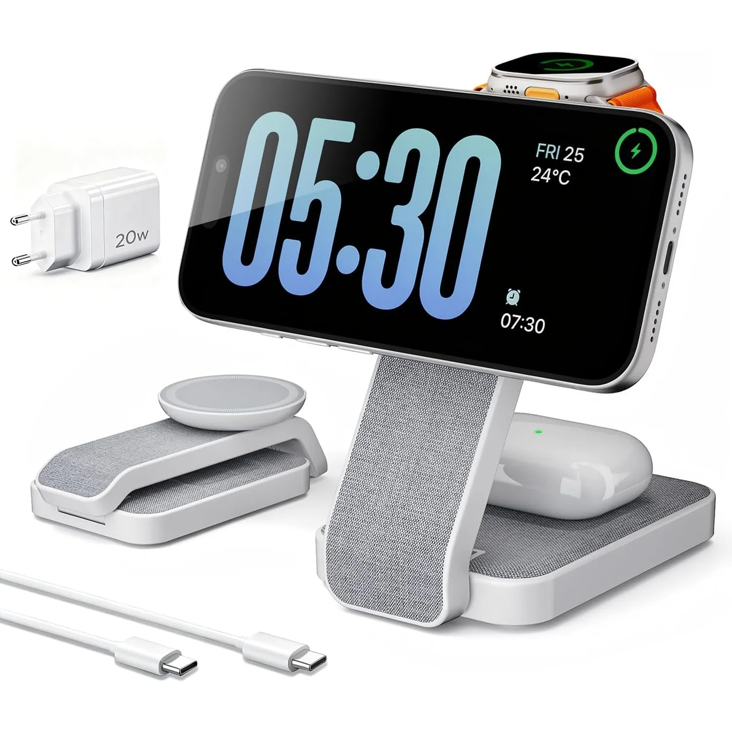Eazpower Magsafe Ladestation für Apple Watch und iPhone 3 In 1 Faltbare