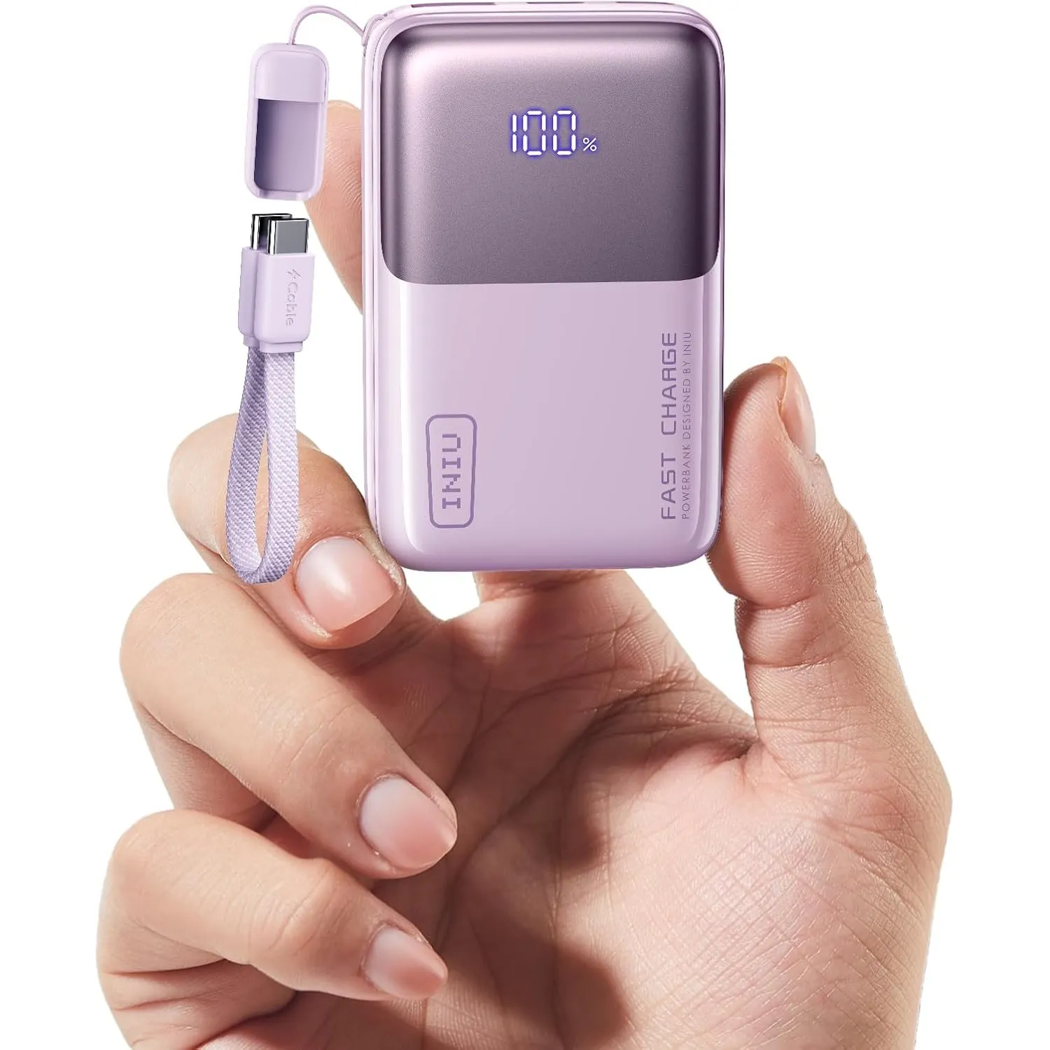 INIU Ultra Mini Powerbank, 10000mAh 45W Schnellladen mit USB C Kabel