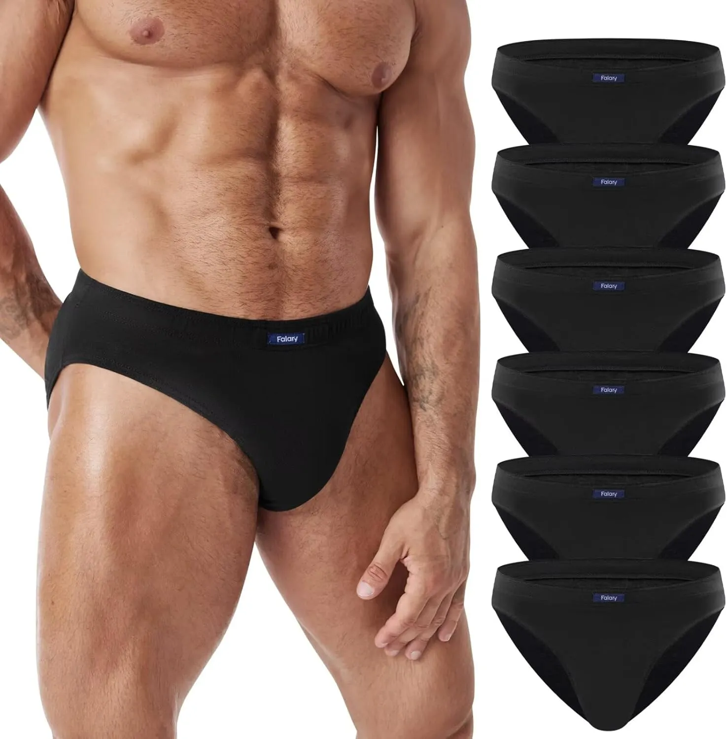 FALARY Men's Briefs Pack of 6 100% Cotton Underwear Sports Basic