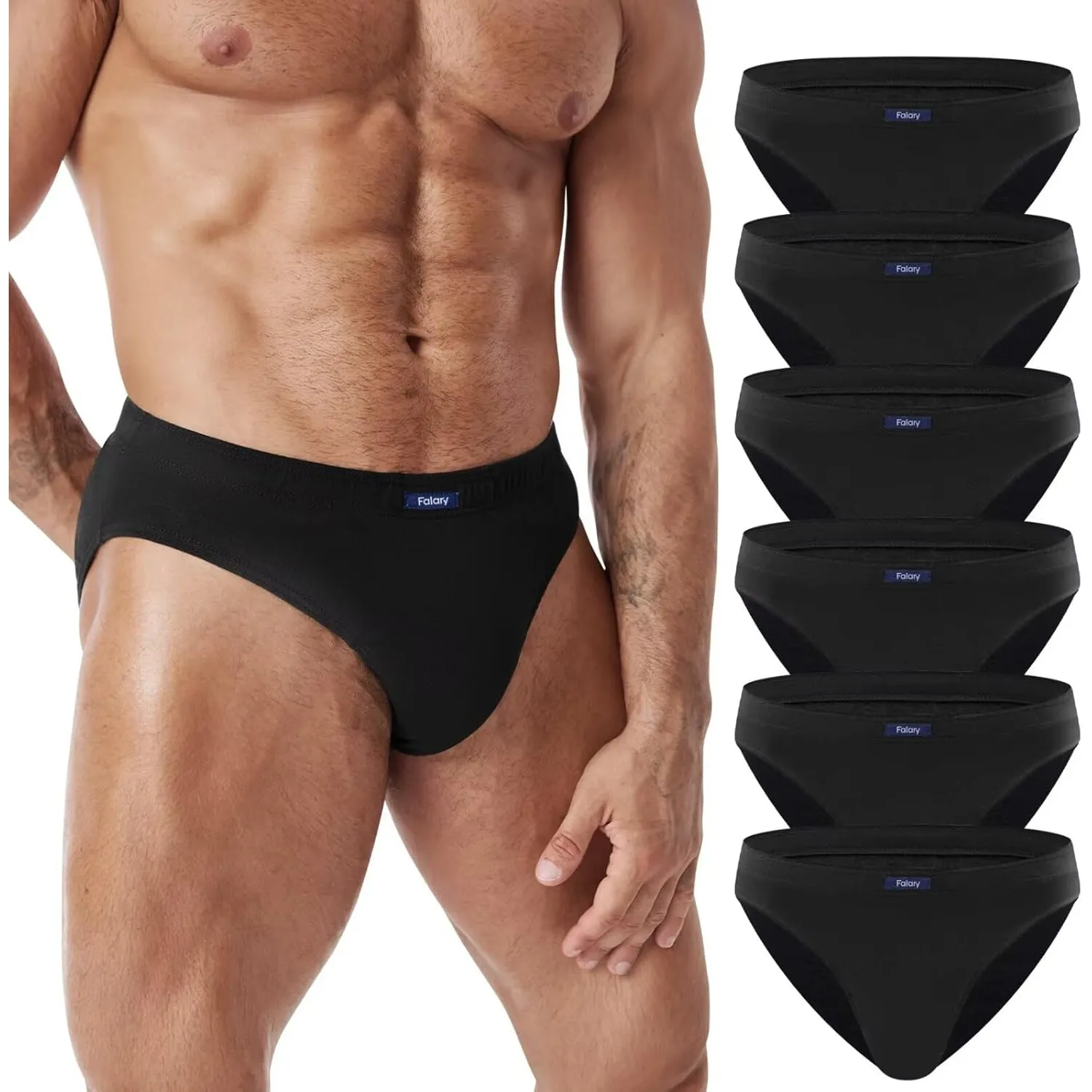 FALARY Herren Slip 6er Pack 100% Baumwolle Unterhosen Männer Unterwäsche Sport Basic