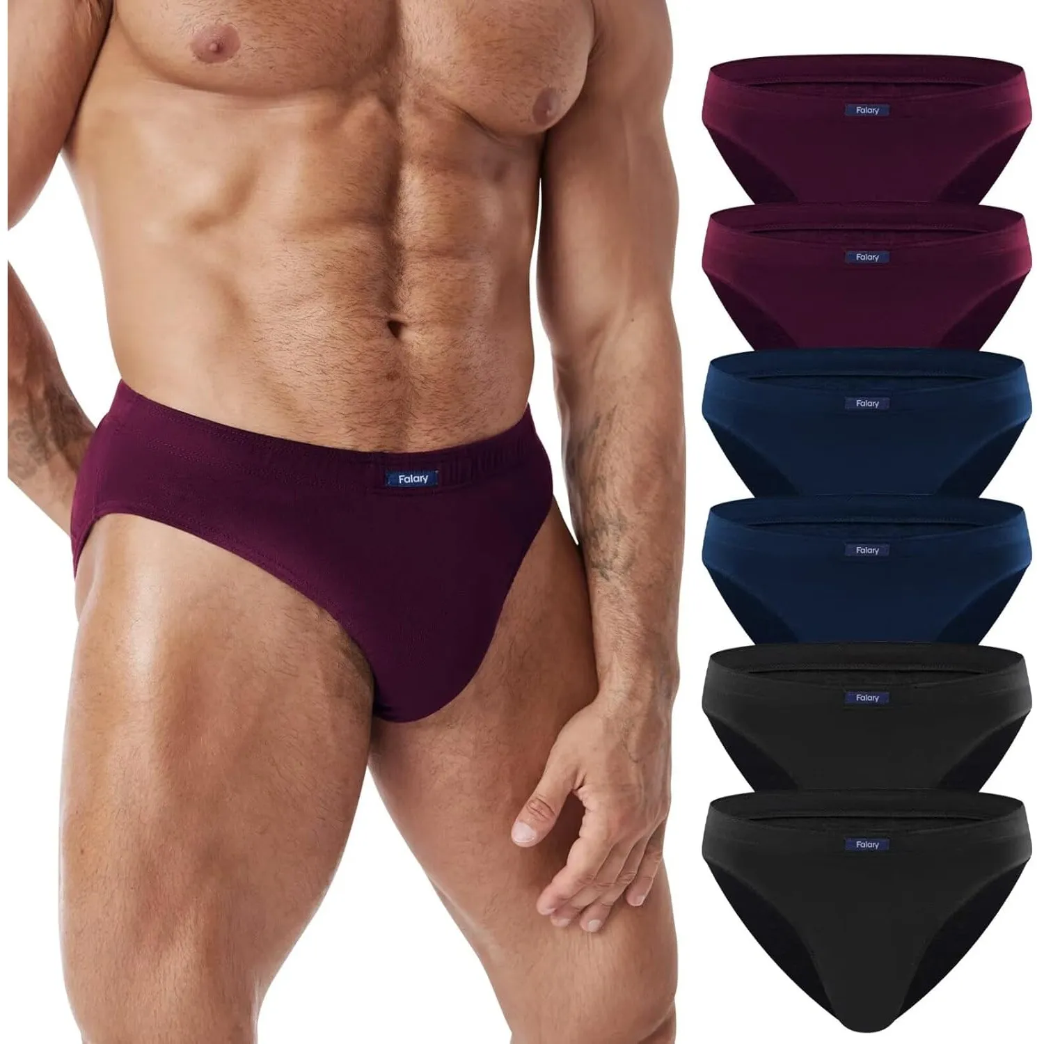 FALARY Herren Slip Baumwolle Unterhosen Männer 6/12er Pack | 100% Baumwolle, stabiler Halt und angenehme Passform, 3D-S…