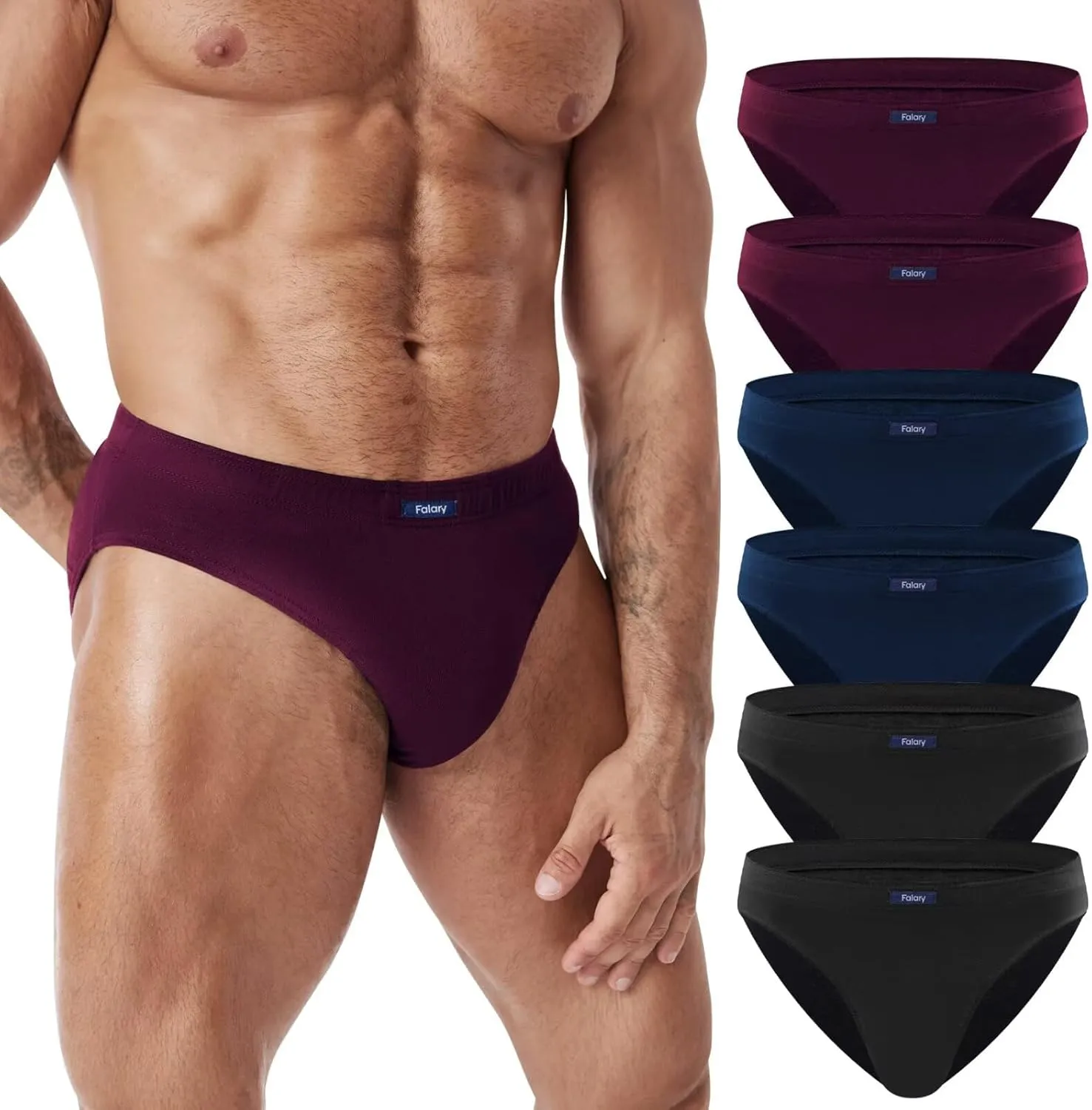 FALARY Herren Slip 6er Pack 100% Baumwolle Unterhosen Männer Unterwäsche Sport Basic