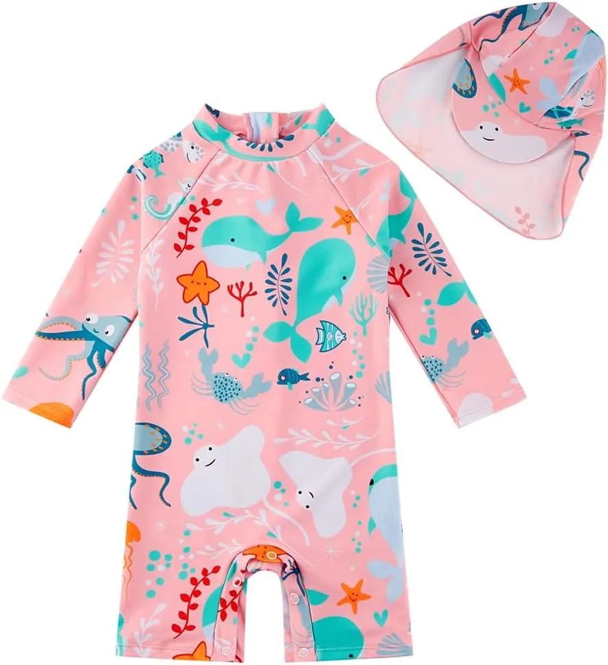 upandfast Baby Swimsuit with Buttons UV Protection Swimwear for Baby Girls