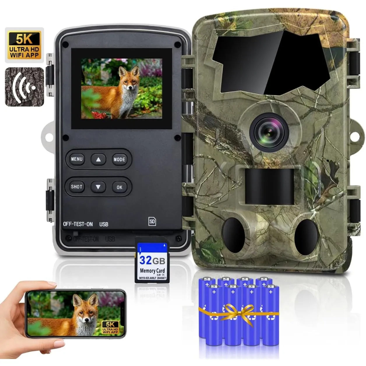 Lutranstra 5K/64MP Wildkamera WLAN, Wildtierkamera mit Handyübertragung App