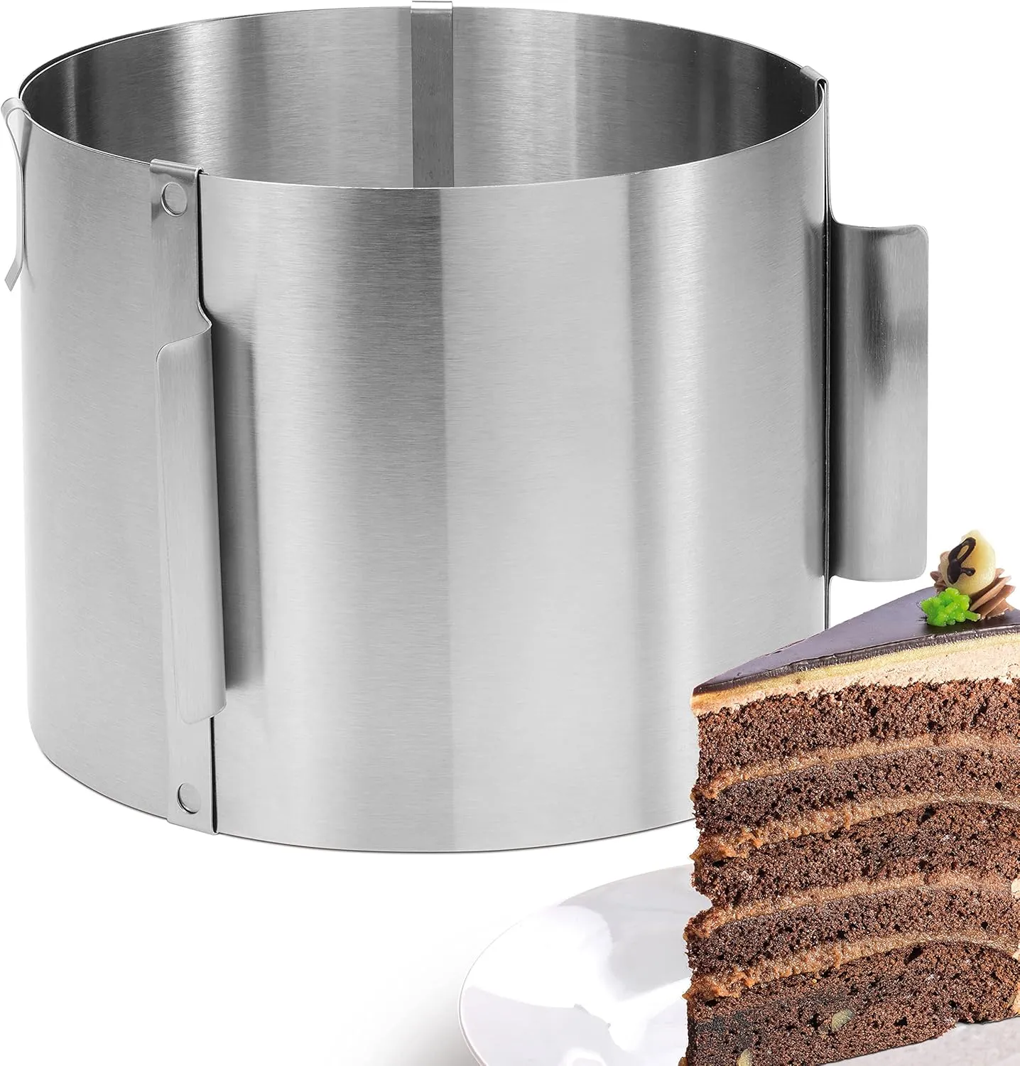 4smile Tortenring verstellbar 16-30 cm, 20 cm hoher Backring aus Edelstahl, stabile Tortenform - Kuchenring rund verste…