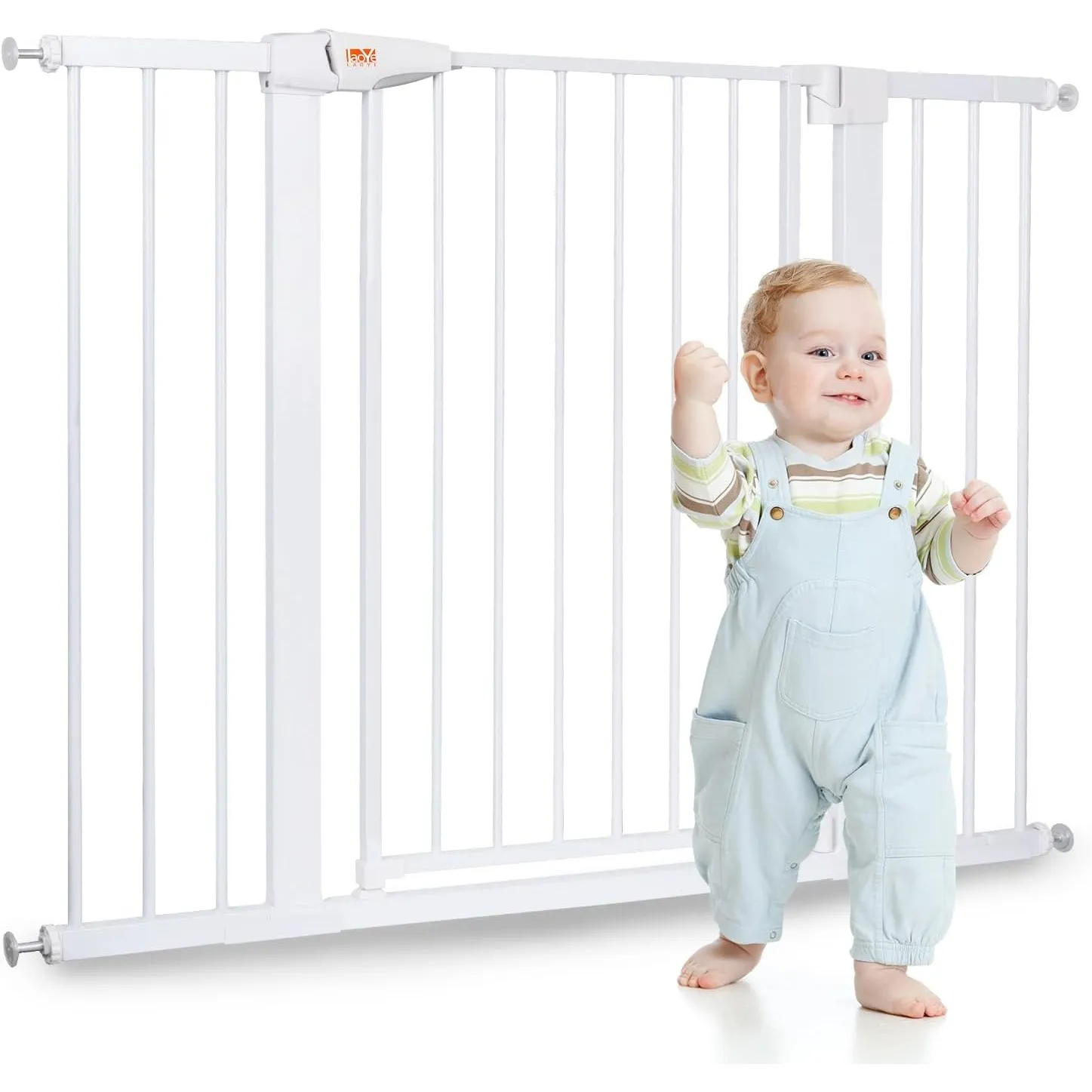 LAOYE Treppenschutzgitter ohne Bohren, Extra Hoch 92 cm Höhe, 75-124 cm Breite, Türgitter Baby mit 3 Verlängerungen, fü…