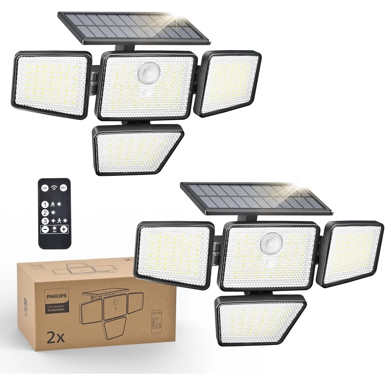 Philips Solarlampen für Außen mit Bewegungsmelder, 196 LED mit PIR-Bewegungsensor, 3 Modi, 4 Verstellbare Lampenköpfe, …