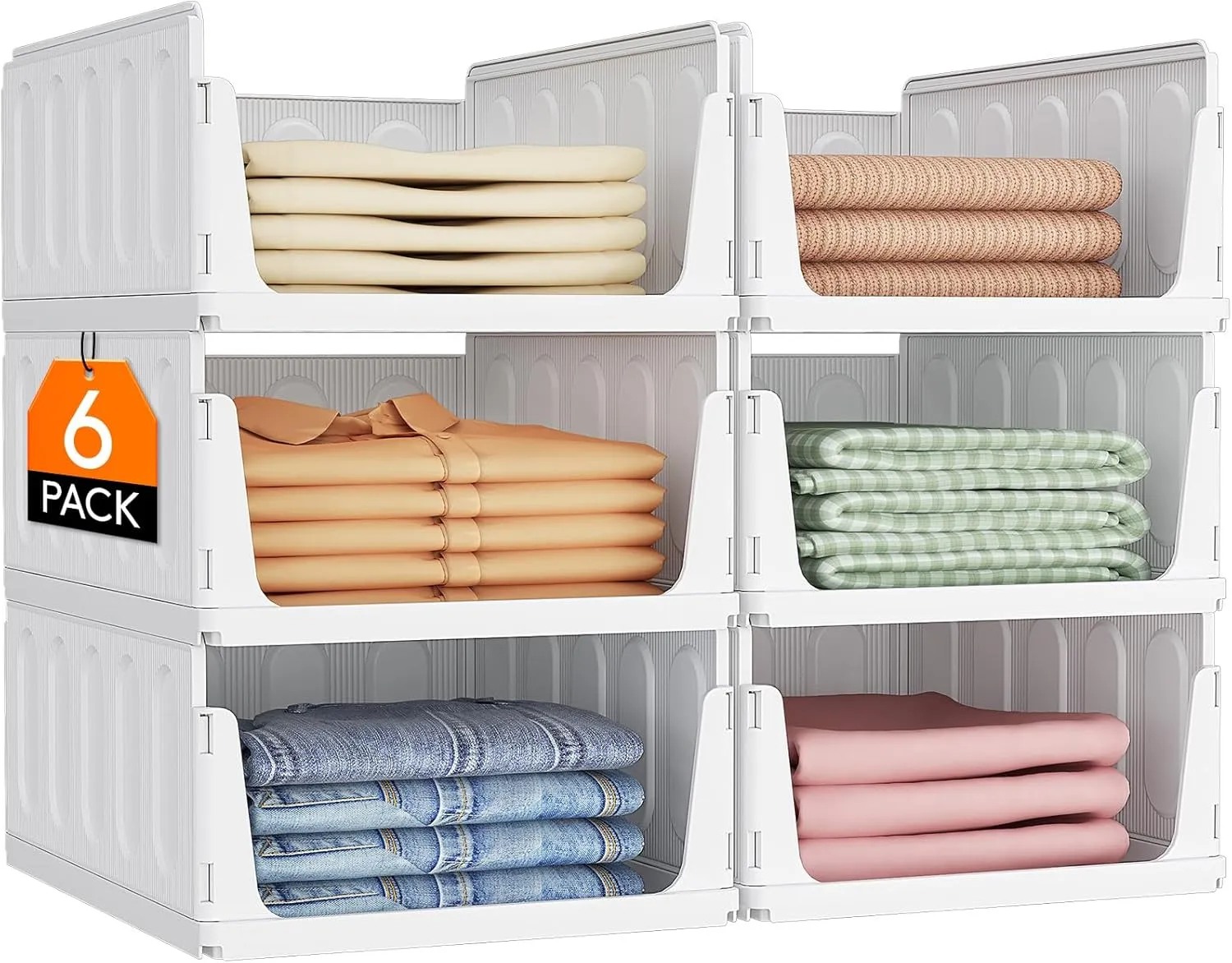 Lifewit 6 Pack Stapelbar Kleiderschrank Organizer, Ausziehbar Schrank, Stapelbar Aufbewahrungsbox für Bad Küchenschrank…