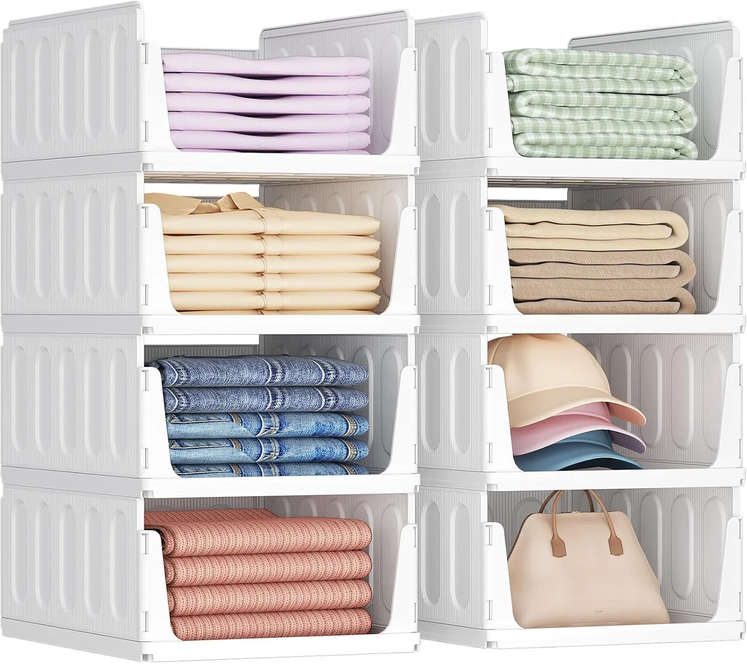 Lifewit 8 Pack Stapelbar Kleiderschrank Organizer, Ausziehbar Schrank, Stapelbar Aufbewahrungsbox für Bad Küchenschrank…