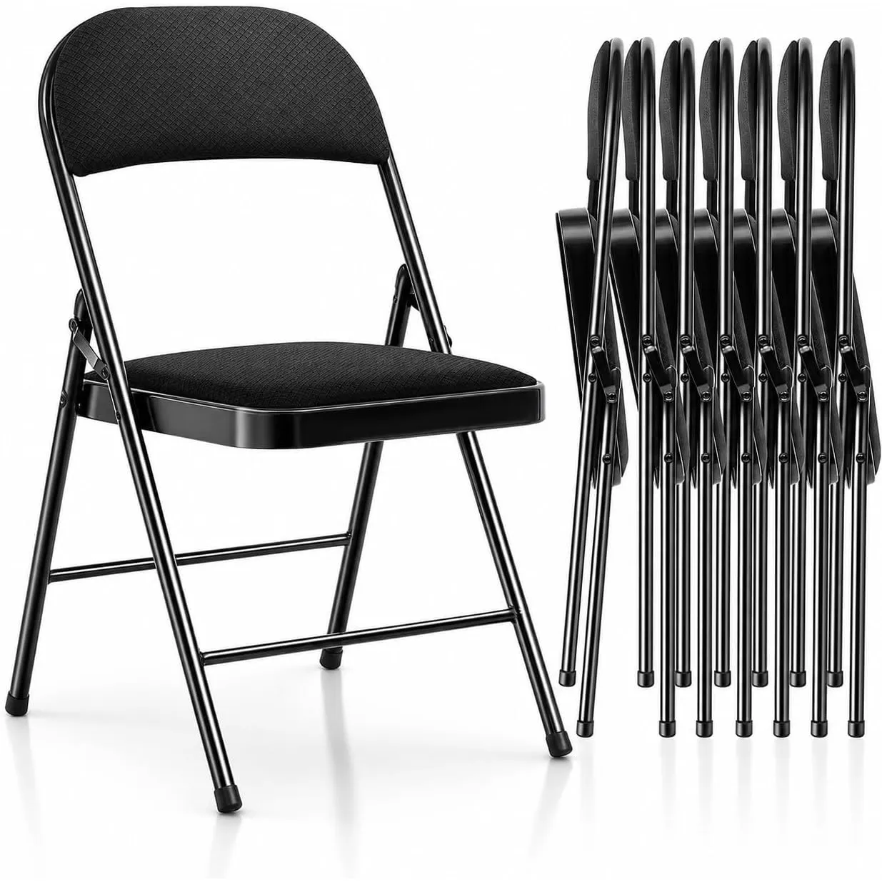 Klappstühle 8er Set, Hochbelastbare Klappstuhl Gepolstert, Vormontiert, 204KG Tragkraft, Metall-Klappstuhl für Innen- u…